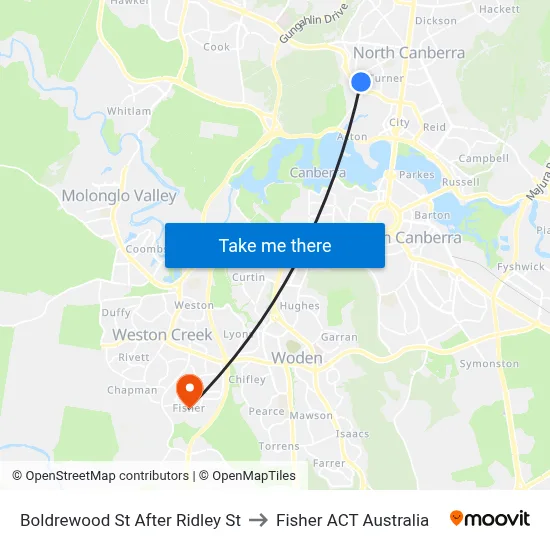 Boldrewood St After Ridley St to Fisher ACT Australia map