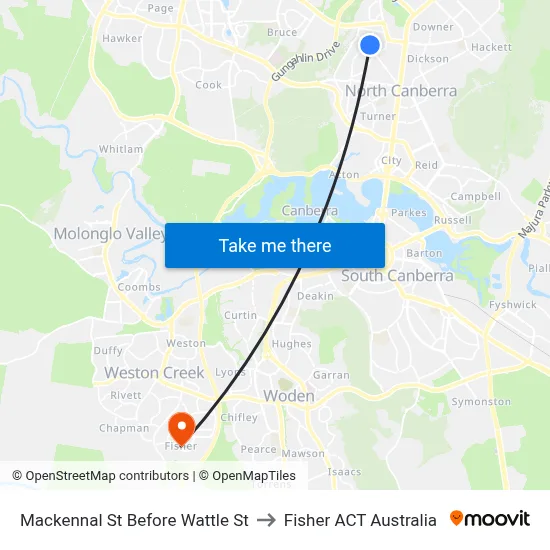 Mackennal St Before Wattle St to Fisher ACT Australia map