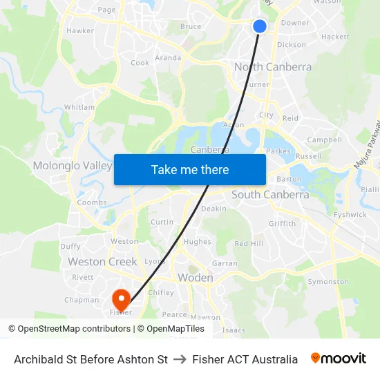 Archibald St Before Ashton St to Fisher ACT Australia map