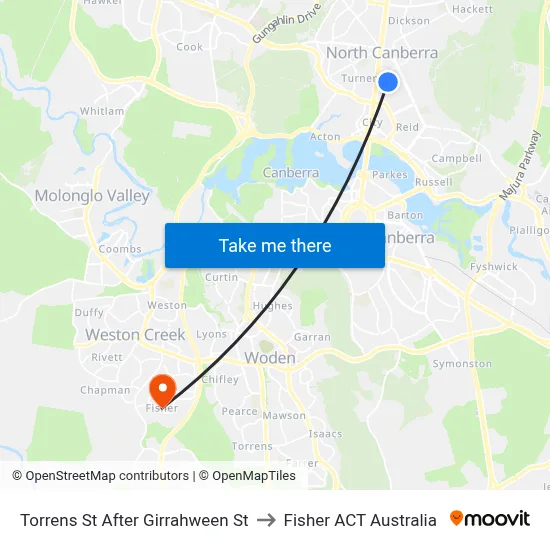 Torrens St After Girrahween St to Fisher ACT Australia map