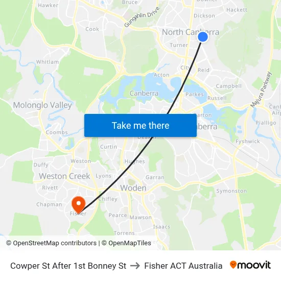 Cowper St After 1st Bonney St to Fisher ACT Australia map