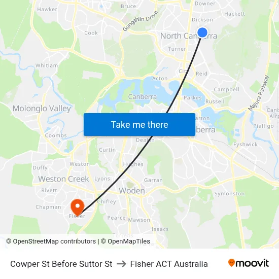 Cowper St Before Suttor St to Fisher ACT Australia map