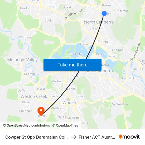 Cowper St Opp Daramalan College to Fisher ACT Australia map