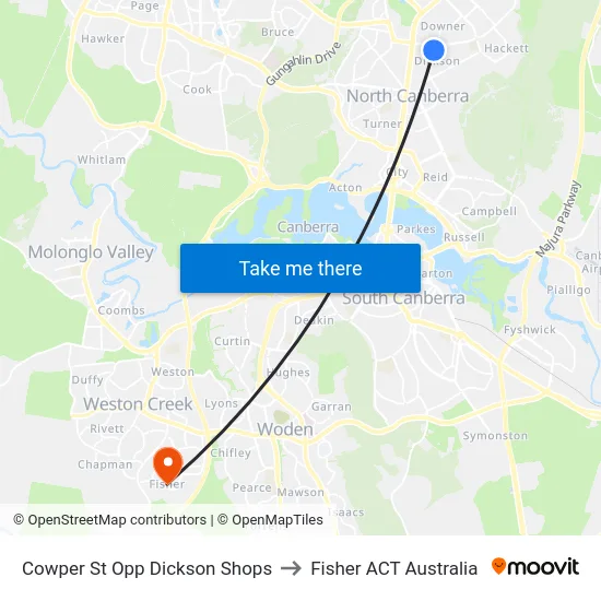 Cowper St Opp Dickson Shops to Fisher ACT Australia map
