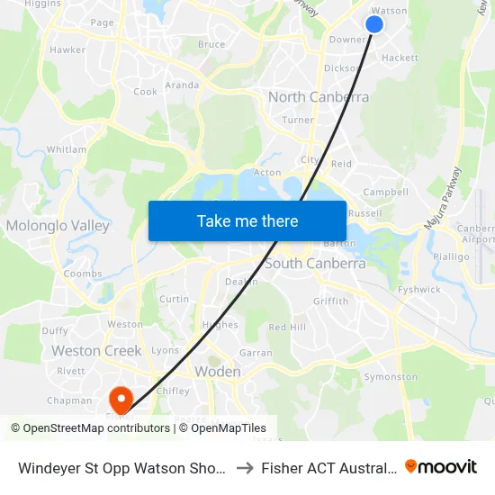 Windeyer St Opp Watson Shops to Fisher ACT Australia map