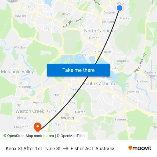 Knox St After 1st Irvine St to Fisher ACT Australia map
