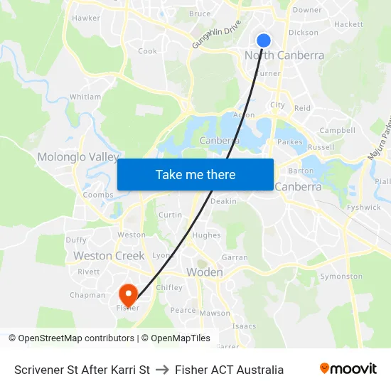 Scrivener St After Karri St to Fisher ACT Australia map
