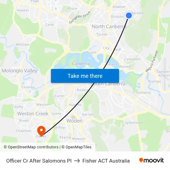 Officer Cr After Salomons Pl to Fisher ACT Australia map