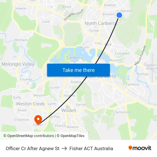 Officer Cr After Agnew St to Fisher ACT Australia map
