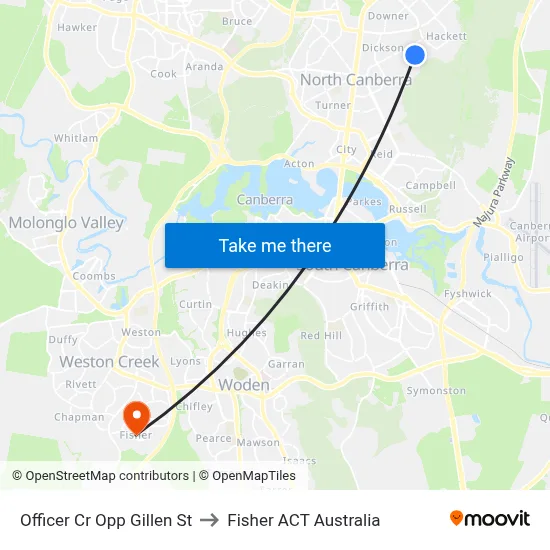 Officer Cr Opp Gillen St to Fisher ACT Australia map