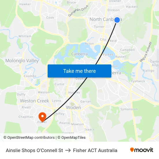 Ainslie Shops O'Connell St to Fisher ACT Australia map