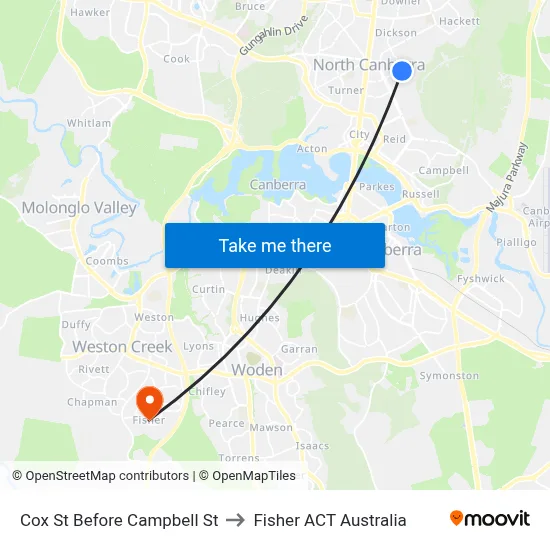 Cox St Before Campbell St to Fisher ACT Australia map