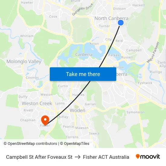 Campbell St After Foveaux St to Fisher ACT Australia map