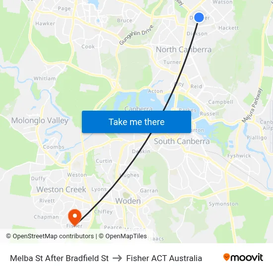 Melba St After Bradfield St to Fisher ACT Australia map
