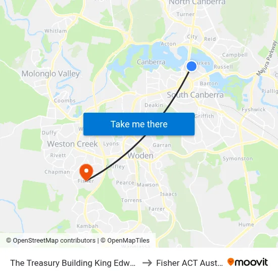 The Treasury Building King Edward Tce to Fisher ACT Australia map