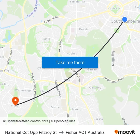 National Cct Opp Fitzroy St to Fisher ACT Australia map
