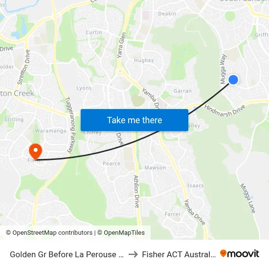 Golden Gr Before La Perouse St to Fisher ACT Australia map