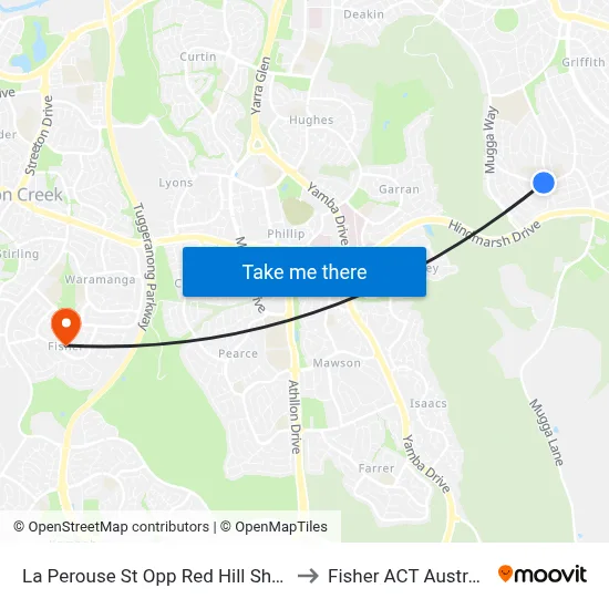 La Perouse St Opp Red Hill Shops to Fisher ACT Australia map