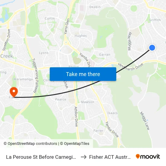 La Perouse St Before Carnegie Cr to Fisher ACT Australia map