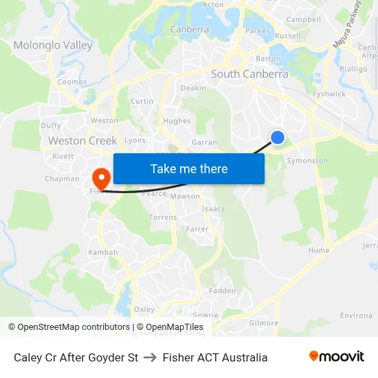 Caley Cr After Goyder St to Fisher ACT Australia map