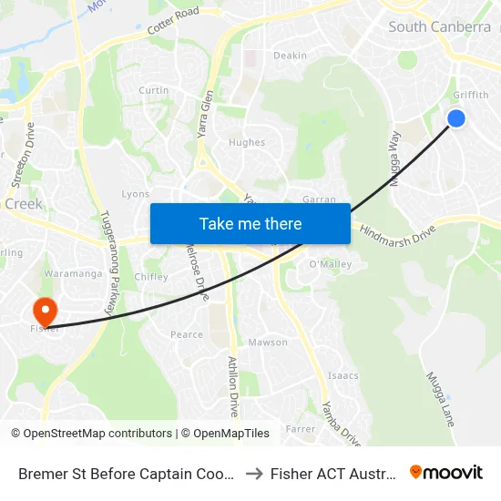 Bremer St Before Captain Cook Cr to Fisher ACT Australia map