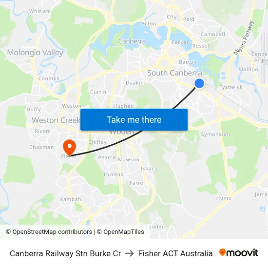 Canberra Railway Stn Burke Cr to Fisher ACT Australia map