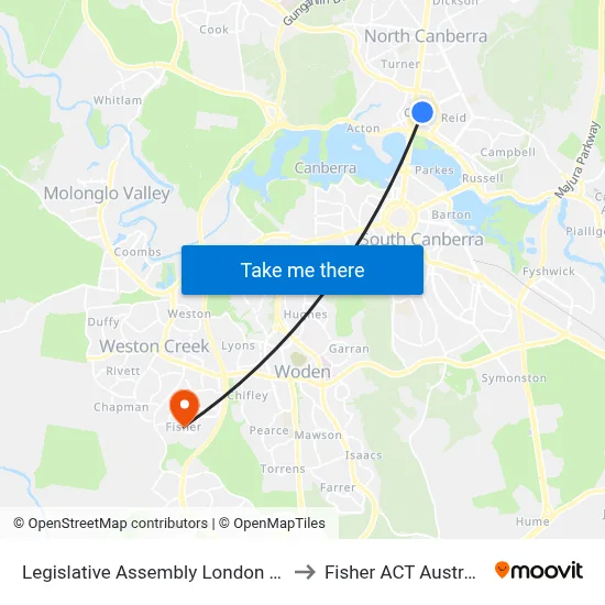 Legislative Assembly London Cct to Fisher ACT Australia map