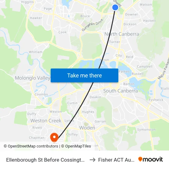 Ellenborough St Before Cossington Smith St to Fisher ACT Australia map