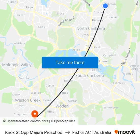 Knox St Opp Majura Preschool to Fisher ACT Australia map