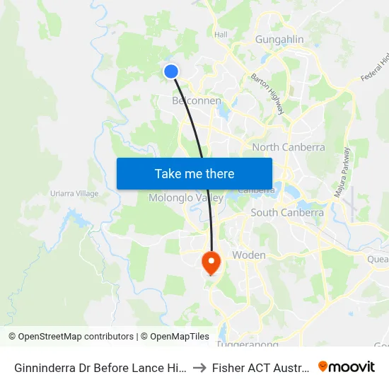 Ginninderra Dr Before Lance Hill Av to Fisher ACT Australia map