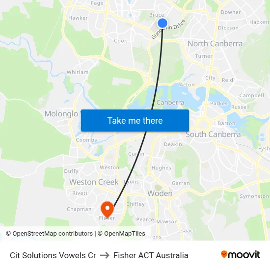 Cit Solutions Vowels Cr to Fisher ACT Australia map
