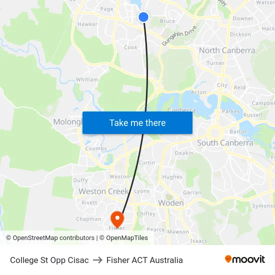 College St Opp Cisac to Fisher ACT Australia map