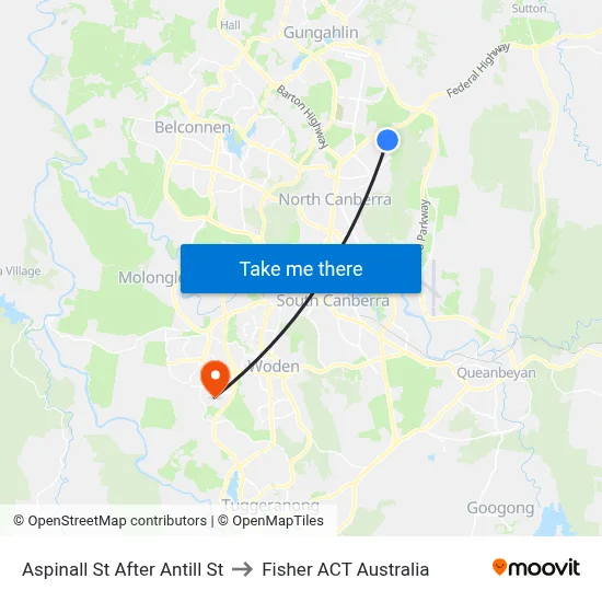 Aspinall St After Antill St to Fisher ACT Australia map