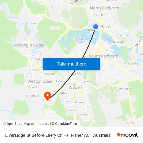 Liversidge St Before Ellery Cr to Fisher ACT Australia map
