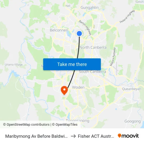 Maribyrnong Av Before Baldwin Dr to Fisher ACT Australia map
