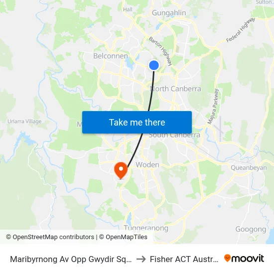 Maribyrnong Av Opp Gwydir Square to Fisher ACT Australia map