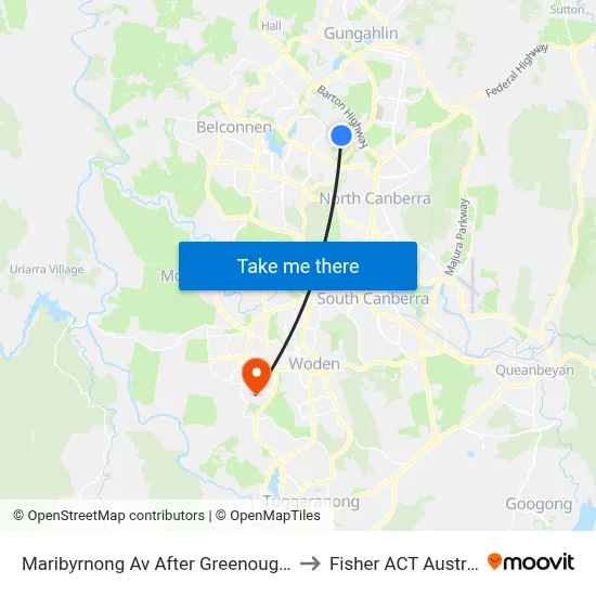Maribyrnong Av After Greenough Cct to Fisher ACT Australia map