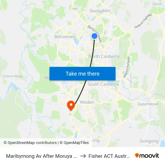 Maribyrnong Av After Moruya Cct to Fisher ACT Australia map