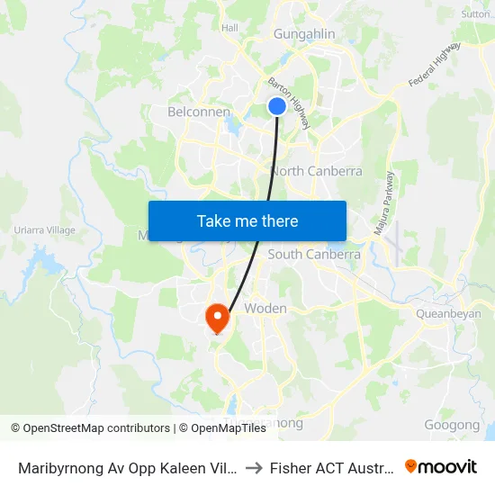 Maribyrnong Av Opp Kaleen Village to Fisher ACT Australia map