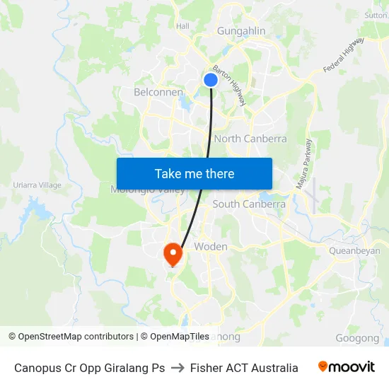 Canopus Cr Opp Giralang Ps to Fisher ACT Australia map
