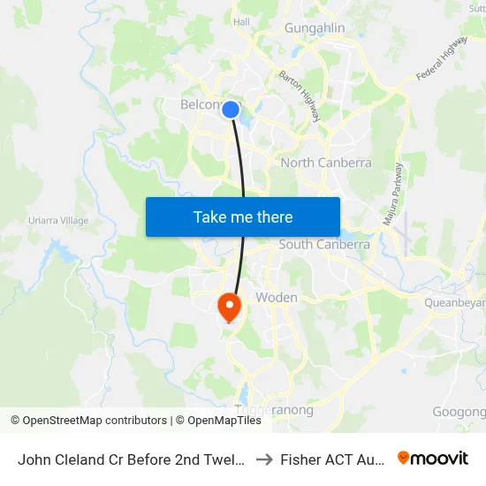 John Cleland Cr Before 2nd Twelvetrees Cr to Fisher ACT Australia map
