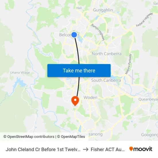 John Cleland Cr Before 1st Twelvetrees Cr to Fisher ACT Australia map