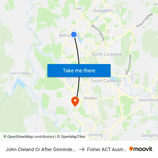 John Cleland Cr After Ginninderra Dr to Fisher ACT Australia map