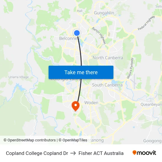 Copland College Copland Dr to Fisher ACT Australia map