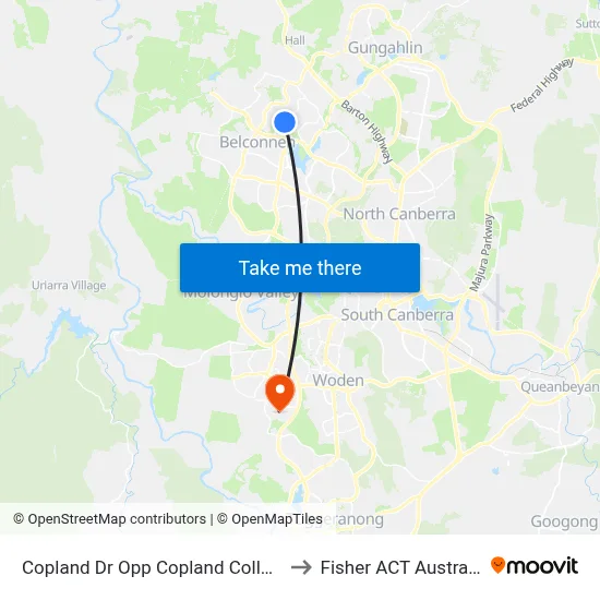 Copland Dr Opp Copland College to Fisher ACT Australia map