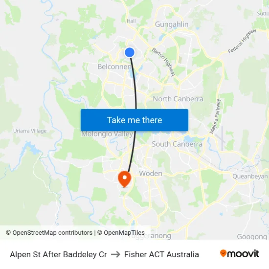 Alpen St After Baddeley Cr to Fisher ACT Australia map