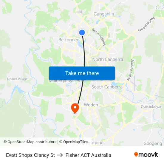 Evatt Shops Clancy St to Fisher ACT Australia map