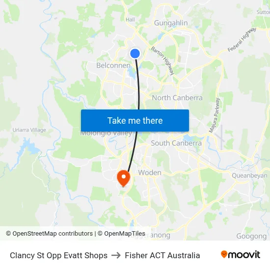Clancy St Opp Evatt Shops to Fisher ACT Australia map