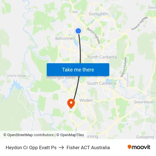 Heydon Cr Opp Evatt Ps to Fisher ACT Australia map