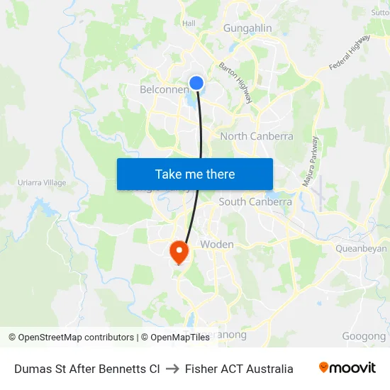 Dumas St After Bennetts Cl to Fisher ACT Australia map